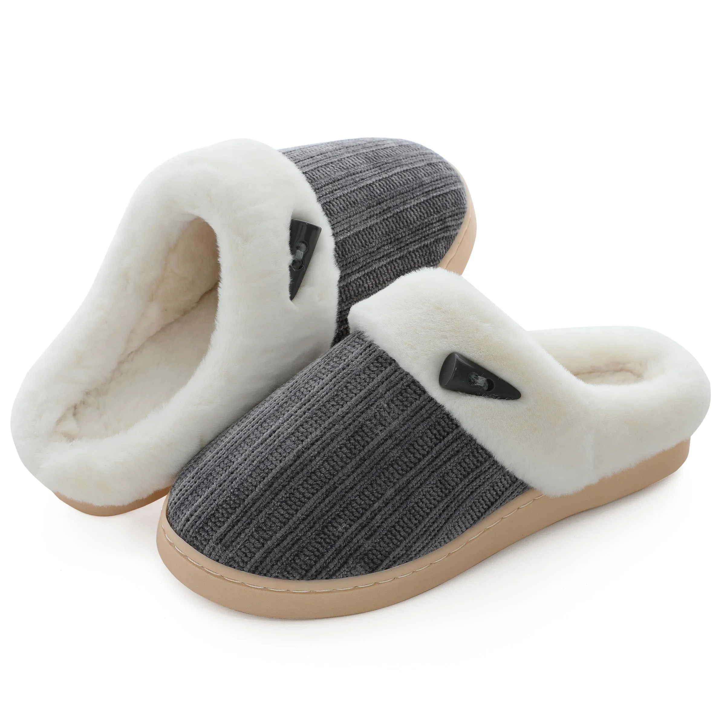 NineCiFun Women's Slip on Fuzzy Slippers Outdoor House Slippers Fur Lined